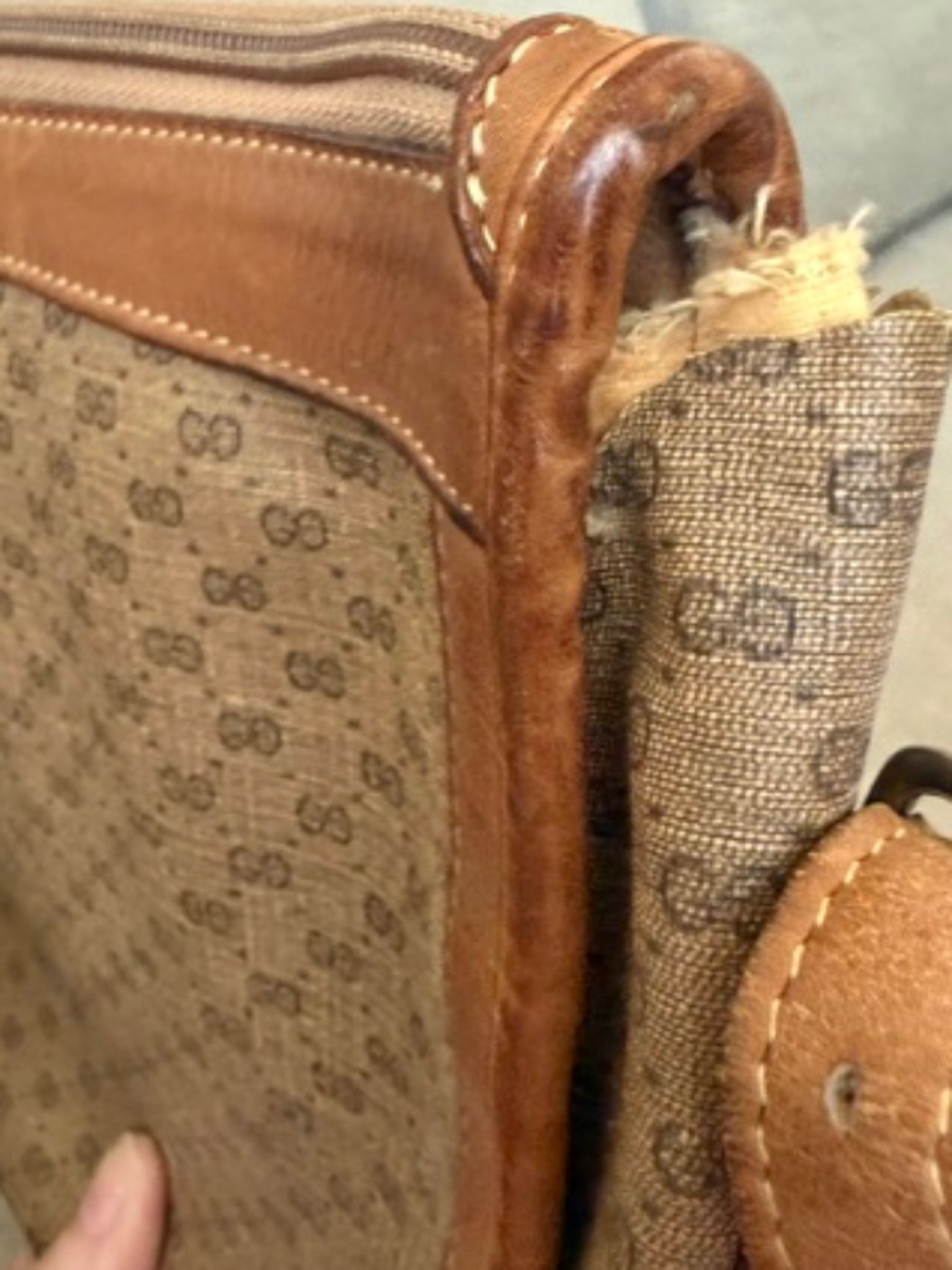 Old Gucci Micro GG Pattern Light Brown Hand Bag Shoulder Bag Purse Italy - Picture 5 of 9